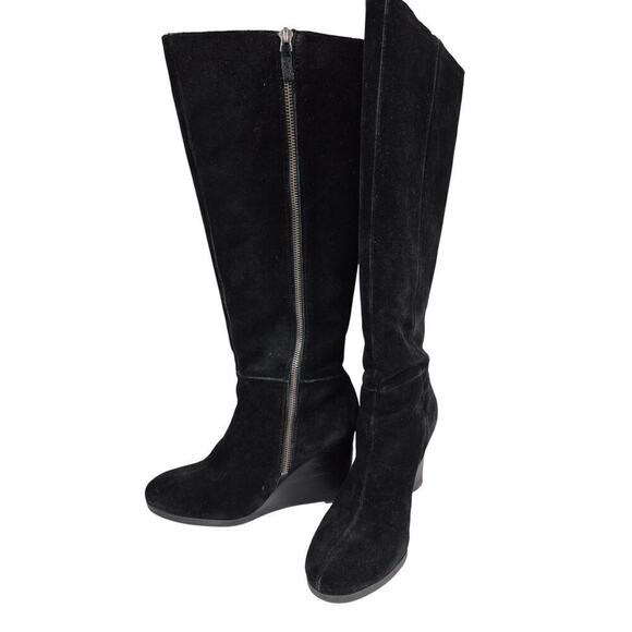 Franco Sarto WatchBlack Leather Suede Dress Boots High Wedge Heels Women Sz  9